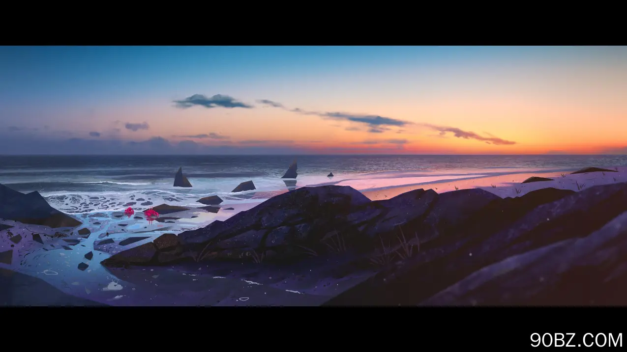 风景 岩石 天空 日落 大海 螃蟹 云  电脑壁纸 4K壁纸