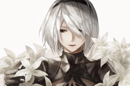 机械纪元 花朵 白色 绘图 4K壁纸 4093x2600