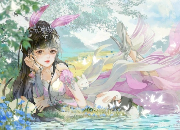 动漫 女孩 灵魂之地 绿色 治愈 清新 电脑壁纸 4K壁纸  4093x2894