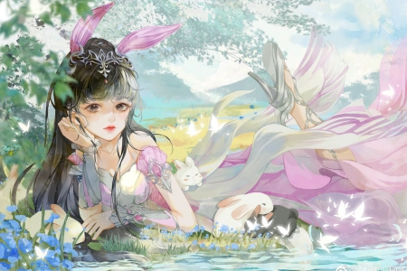 动漫 女孩 灵魂之地 绿色 治愈 清新 电脑壁纸 4K壁纸 4093x2894