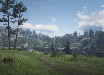 自然 山景 云 天空 树木 路径 水 山 景观 游戏 电脑壁纸 4K壁纸  3840x2160