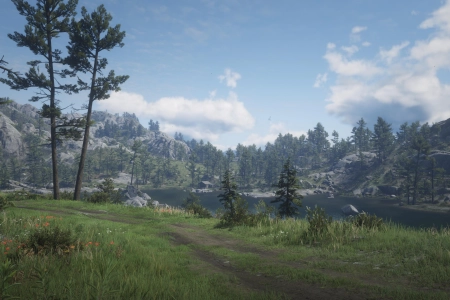 自然 山景 云 天空 树木 路径 水 山 景观 游戏 电脑壁纸 4K壁纸 3840x2160