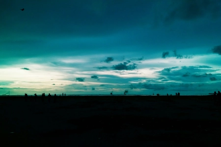 天空 蓝色 海滩 地平线 夜晚 户外  电脑壁纸 4K壁纸 4320x2432