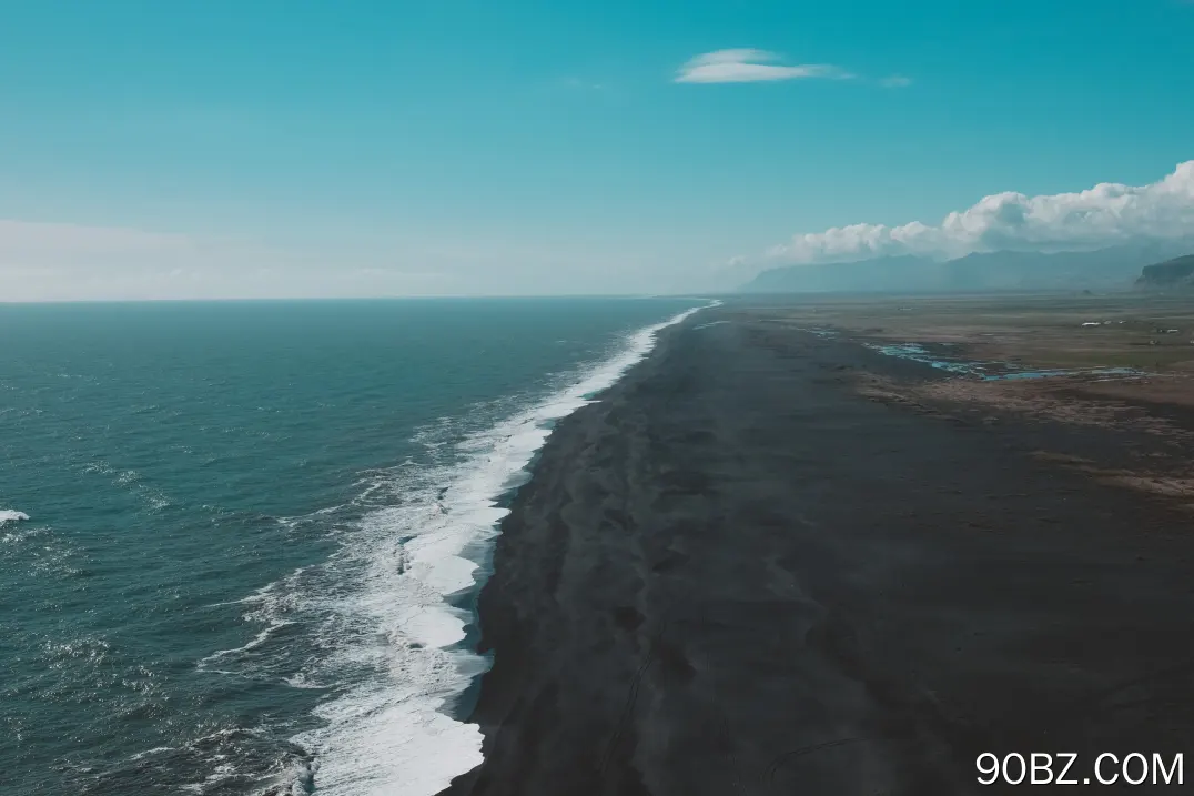 自然 水 海滩 冰岛 黑沙 大海  电脑壁纸 4K壁纸