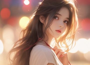 长发 可爱 动漫 美女 回眸 4K壁纸  3840x2160