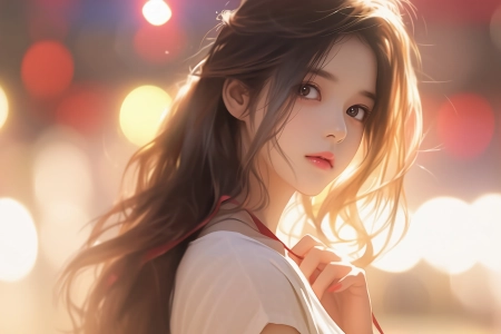 长发 可爱 动漫 美女 回眸 4K壁纸 3840x2160