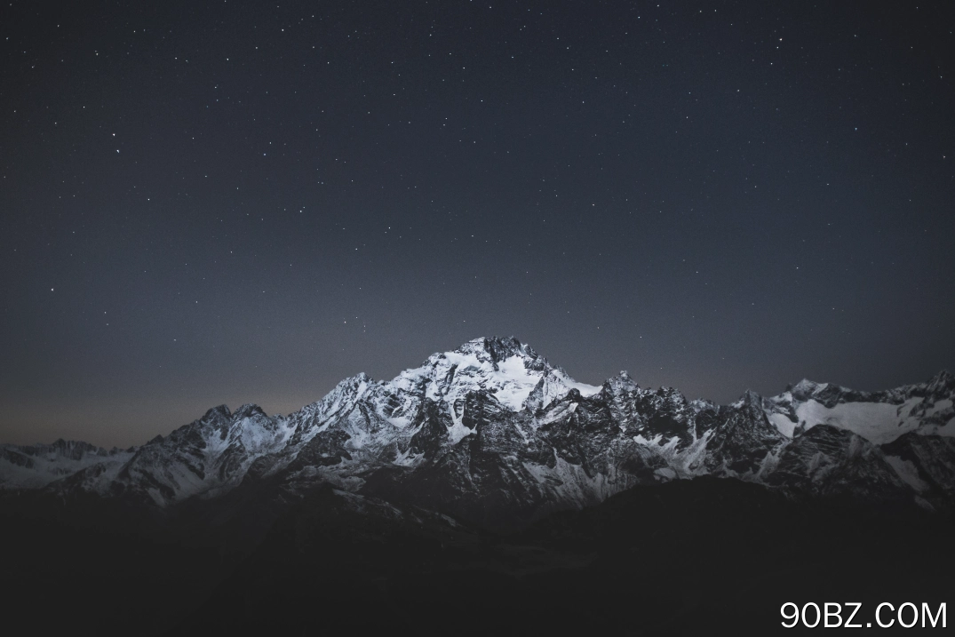 风景 山脉 自然 夜晚 星星 雪帽  电脑壁纸 4K壁纸