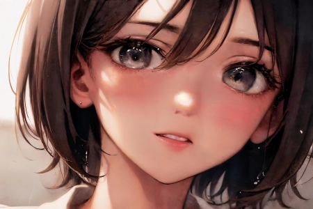 眼睛 微笑 短发 动漫 女孩 绘画 电脑壁纸 4K壁纸 3840x2160