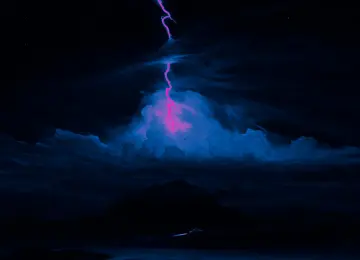 数字艺术 黑暗幻想 霓虹灯 闪电 海浪 自然 云 魔法 黑暗  电脑壁纸 4K壁纸  3840x2160