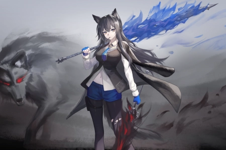 动漫 动漫女孩 狼女孩 狼  电脑壁纸 4K壁纸 4096x2304