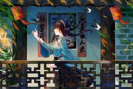 动漫 女孩 民国服装 校服 国风 汉服 4K壁纸 4724x2687
