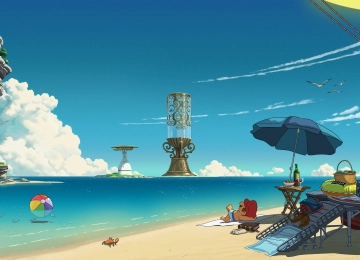 AI艺术 插图 风景 马里奥兄弟 海滩 大海 电脑壁纸 4K壁纸  3840x2160