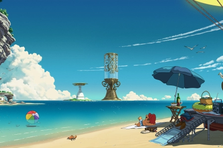 AI艺术 插图 风景 马里奥兄弟 海滩 大海 电脑壁纸 4K壁纸 3840x2160