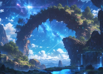 山桥 唯美 梦幻 星空 4K 风景 壁纸 流星 云海 4K壁纸  3840x2160