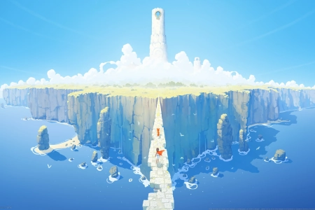 雾凇 游戏CG 悬崖 幻想艺术 青色 蓝色 明亮 4K壁纸 3840x2160