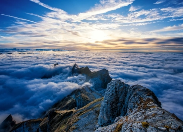  风景 云 山 天空 自然 岩石 阳光 瑞士 电脑壁纸 4K壁纸  4096x2304