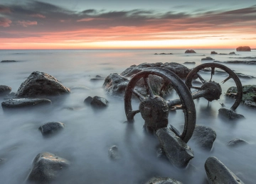 岩石 日落 夕阳辉光 自然 废墟 车轮 电脑壁纸 4K壁纸  3840x2160