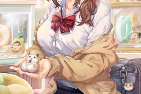 都灵赤瓜 深色皮肤 跪着 动漫 女孩 AI艺术 棕色眼睛 校服 手机壁纸 4K壁纸 4182x7307