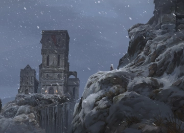 男人 数字 艺术 数字 绘画 风景 环境 下雪 岩石 建筑 城堡 冬天 4K壁纸  3840x2232