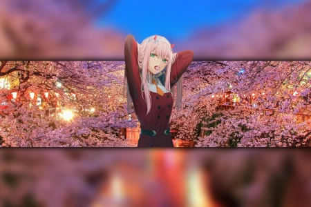 DARLING 粉色头发 苍白 樱花 动漫 动漫女孩 国家队 4K壁纸 3840x2160