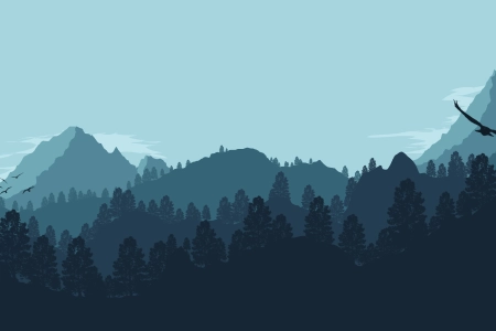 极简主义 山脉 森林 4K壁纸 3840x2160