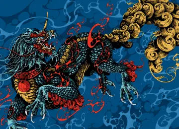 生物 龙 神话 图案 云 数字艺术 4K壁纸  3840x2160