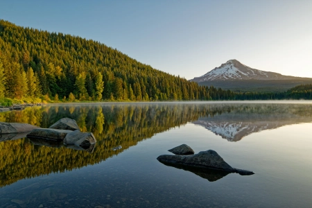 森林雪山湖泊映照Oregon美景 4000x2667