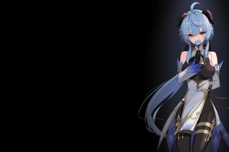 站立 长发 蓝色头发 蕾拉 原神 感伤 动漫 女孩 鲜花 号角 4K壁纸 3840x2160