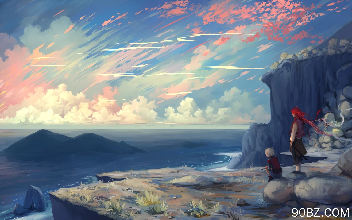 原始人物 悬崖 云 魔幻艺术 奇幻艺术 风景 天空  电脑壁纸 4K壁纸