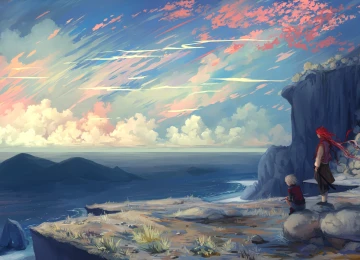 原始人物 悬崖 云 魔幻艺术 奇幻艺术 风景 天空  电脑壁纸 4K壁纸  4000x2500