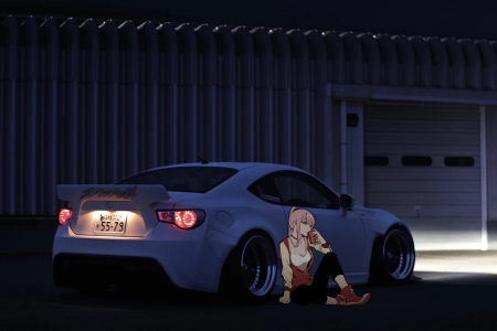 汽车 夜间 车辆 白色汽车 零二 DARLING  4K壁纸 3840x2160