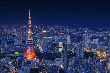 城市 东京 东京塔 城市 景观 夜景 4K壁纸 4096x2304