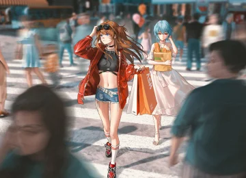 红发 艺术家 动漫 动漫女孩 电脑壁纸 4K壁纸  6287x2600