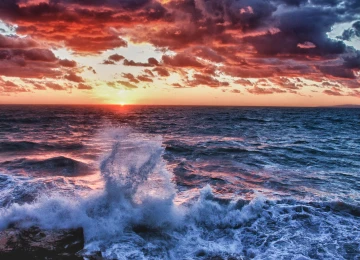 自然 海 水 波浪 日落 云 天空 地平线 阳光 电脑壁纸 4K壁纸  3840x2160