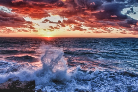 自然 海 水 波浪 日落 云 天空 地平线 阳光 电脑壁纸 4K壁纸 3840x2160