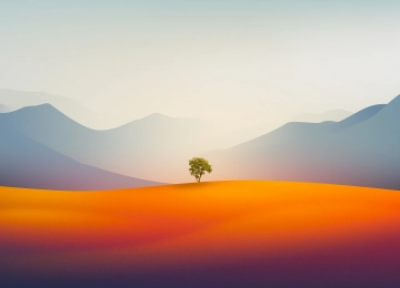 五颜六色的 树 自然 极简主义 简单的背景  电脑壁纸 4K壁纸  6016x3385