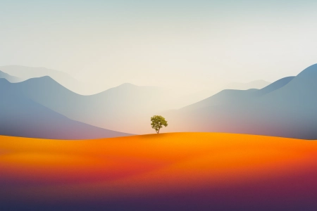 五颜六色的 树 自然 极简主义 简单的背景  电脑壁纸 4K壁纸 6016x3385