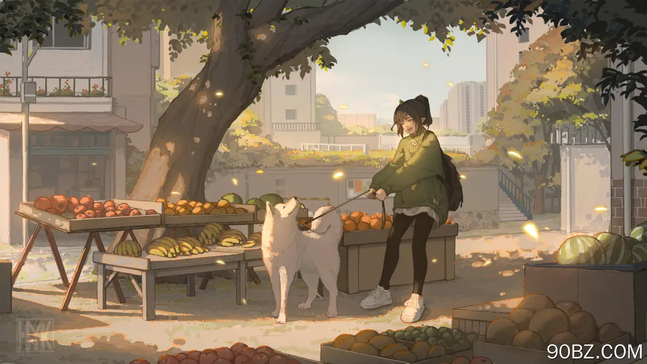 原创人物  落叶 动漫女孩 云  电脑壁纸 4K壁纸