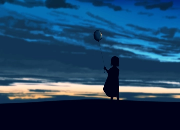 动漫 图片 动漫 地平线 剪影 气球  4K壁纸  5640x2400