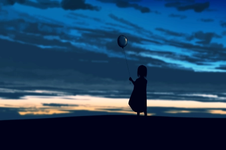 动漫 图片 动漫 地平线 剪影 气球  4K壁纸 5640x2400
