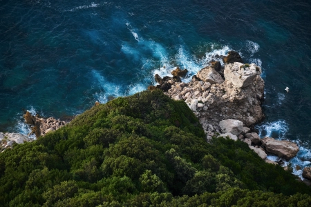 风景 海岸 海洋 鸟瞰 岩石 海浪  电脑壁纸 4K壁纸 4500x3000