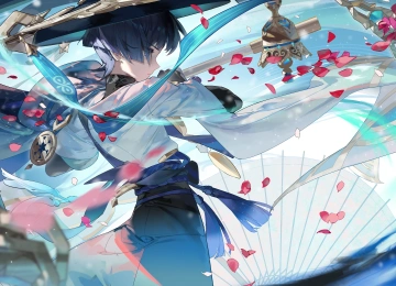 短发 AI艺术 电子游戏艺术 原神 漫游者 花瓣 4K壁纸  4800x2700