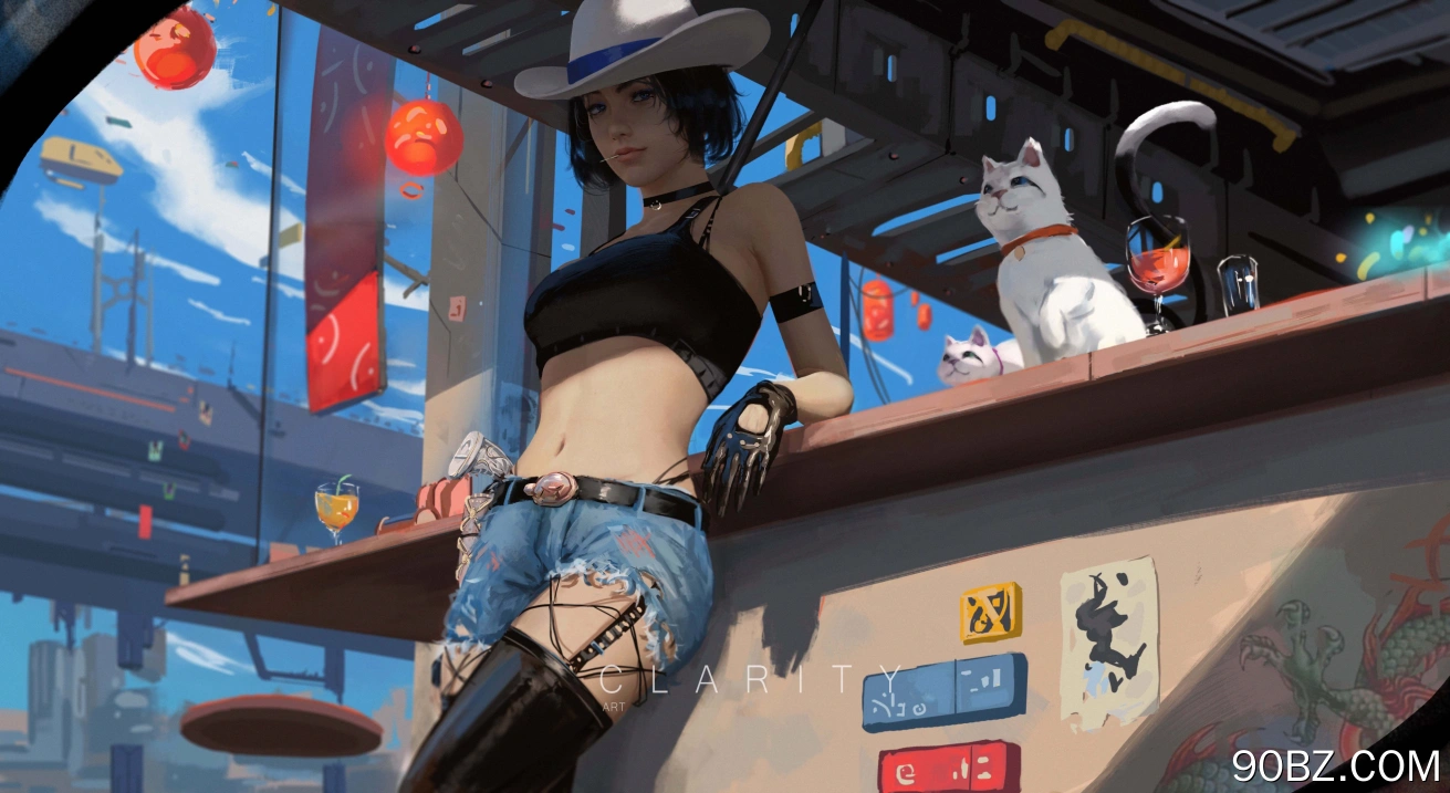 女性 社会 AI艺术 猫 酒吧  电脑壁纸 4K壁纸