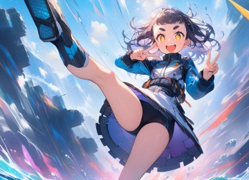 动漫女孩 AI艺术 胜利手势 电脑壁纸 4K壁纸  5376x3072