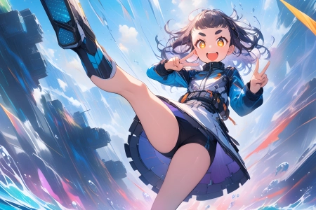 动漫女孩 AI艺术 胜利手势 电脑壁纸 4K壁纸 5376x3072