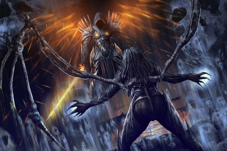 奇幻女孩 奇幻艺术 视频游戏 暗黑破坏神 暗黑破坏神III 剑 爪子 视频游戏艺术 PC游戏 电脑壁纸 4K壁纸 4658x2480