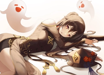 胡桃 原神 帽子 动漫 女孩 幽灵 4K壁纸  5482x4345