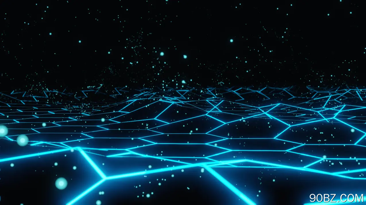 浮动 粒子 AI艺术 六角形 蓝色 4K壁纸