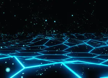 浮动 粒子 AI艺术 六角形 蓝色 4K壁纸  3840x2160