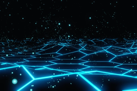 浮动 粒子 AI艺术 六角形 蓝色 4K壁纸 3840x2160